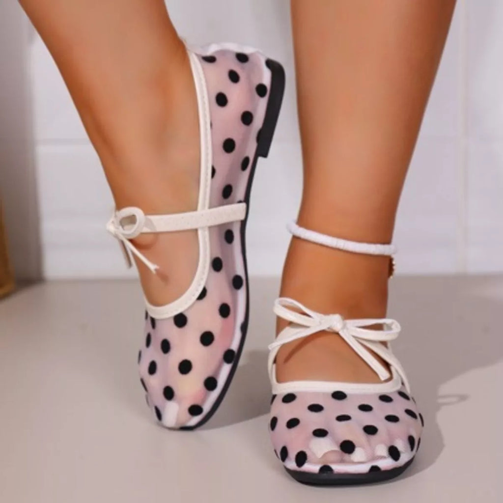 Polka Dot Round Toe Slip-Ons