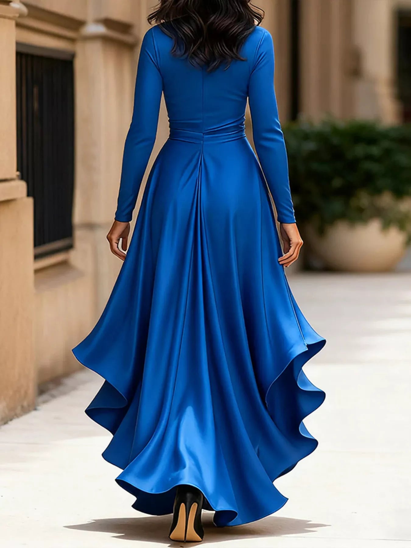 Elegant Wrap Dress with Ruffled Hem