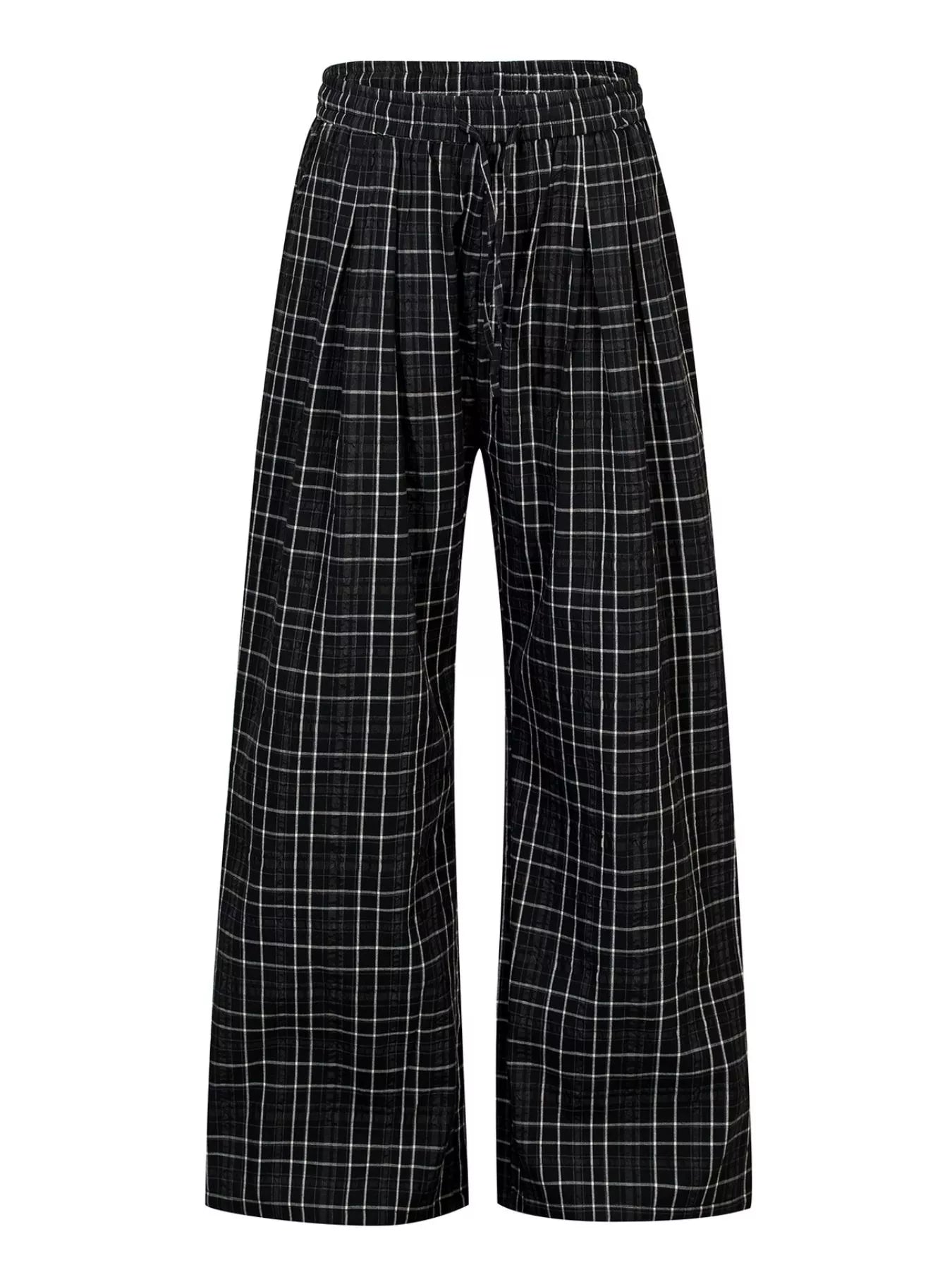 Men's Plaid Wide-Leg Pants