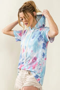 Tie-Dye Terry Hoodie with Adjustable Drawstring