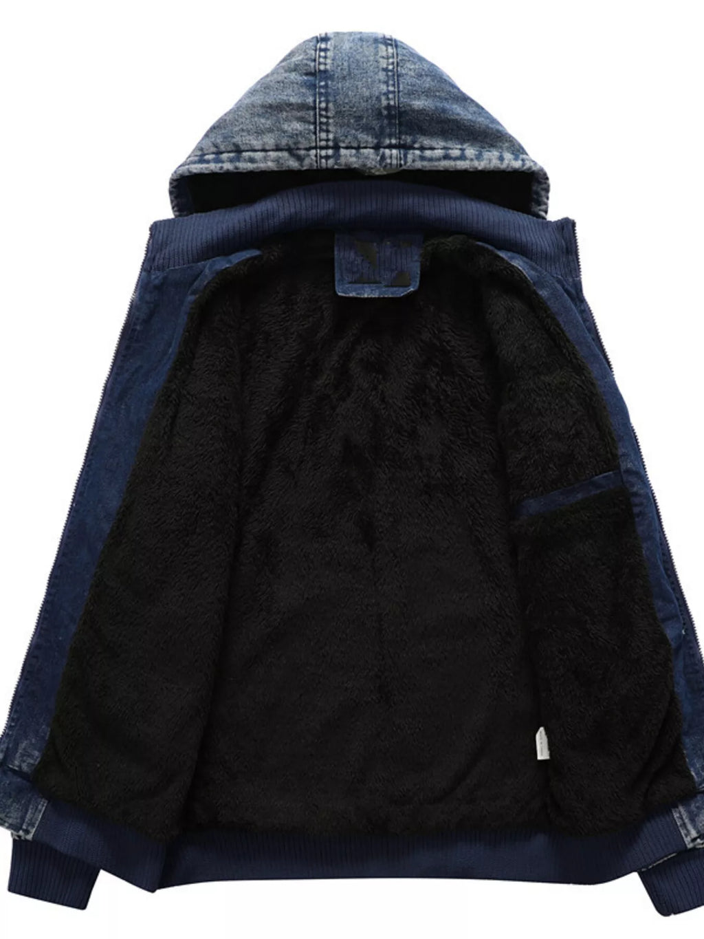 Men's Plus Size Zip Up Hooded Denim Jacket