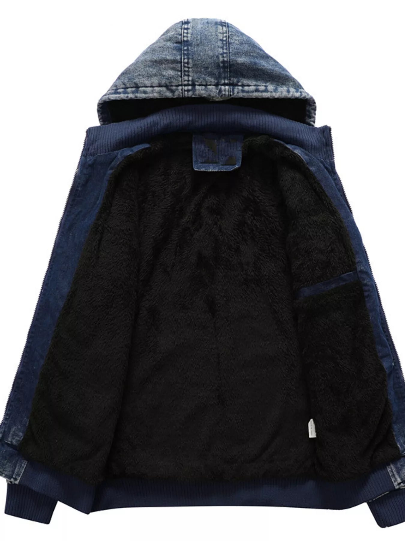 Men's Plus Size Zip Up Hooded Denim Jacket
