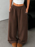 Elastic Waist Wide-Leg Sweatpants