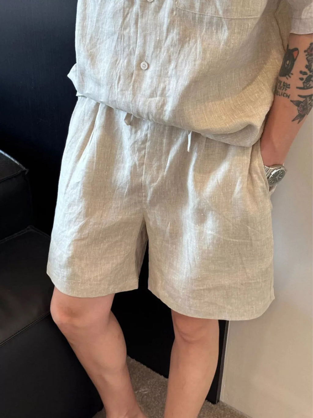 Men's Plus Size Lightweight Linen Blend Shorts