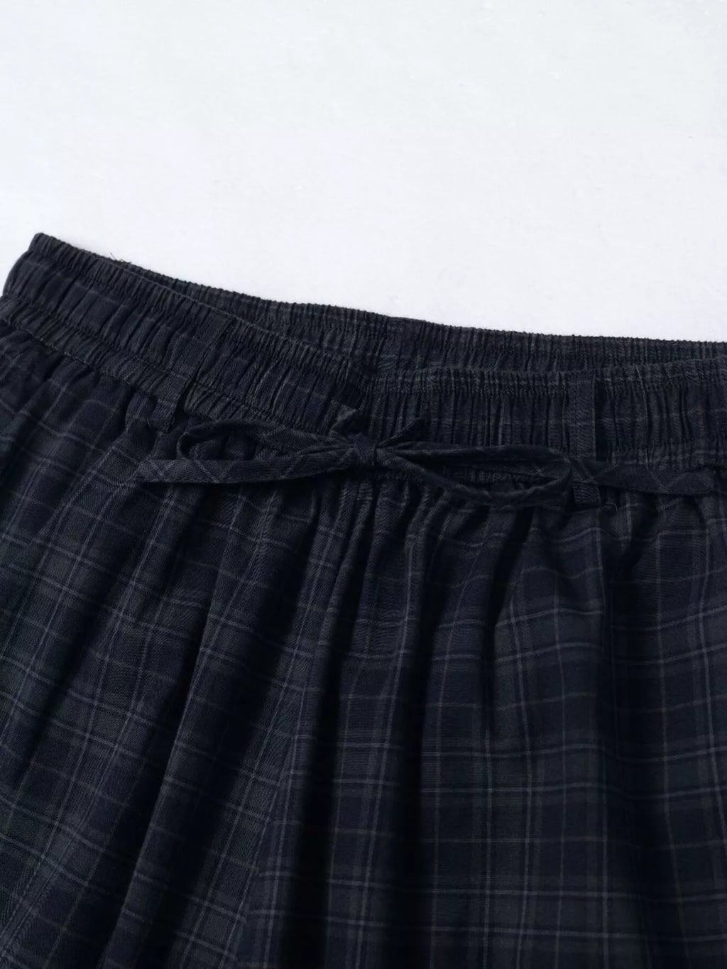 Men's Plaid Wide-Leg Drawstring Shorts