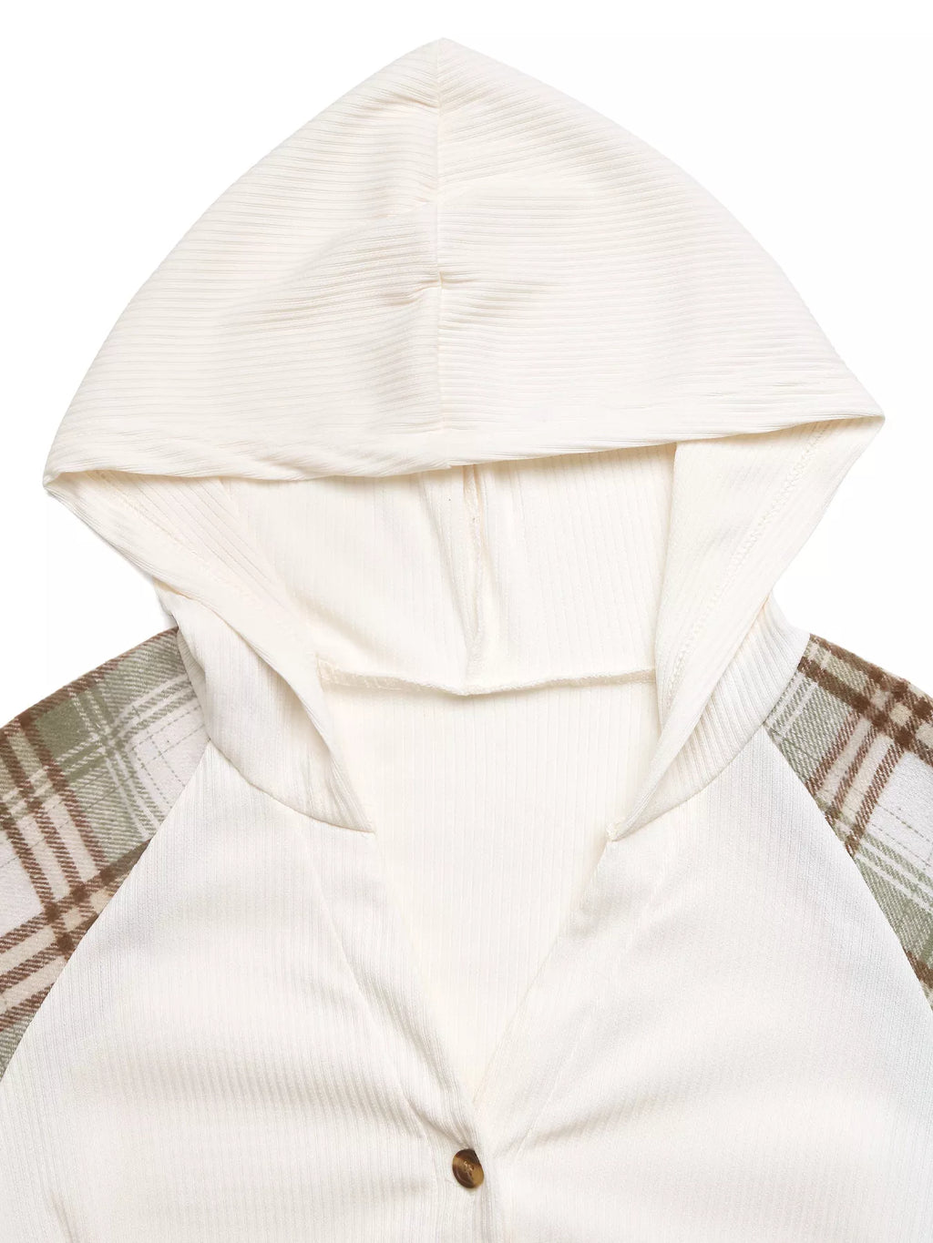 Plaid V-Neck Button-Front Sweatshirt