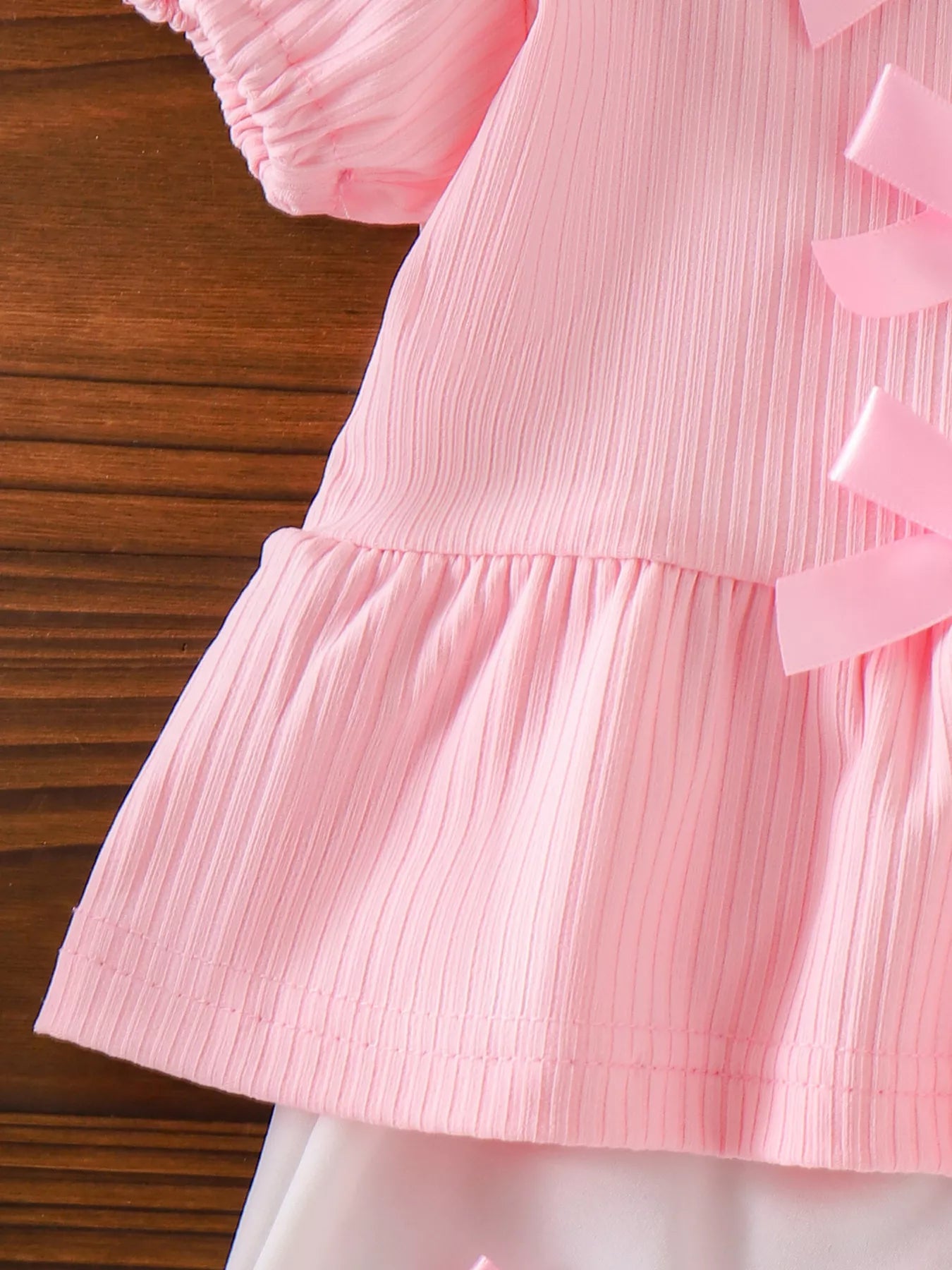 Children's Bow Ribbed Top and Shorts Set