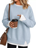 Crewneck Sweatshirt with Contrast Ribbed Trim