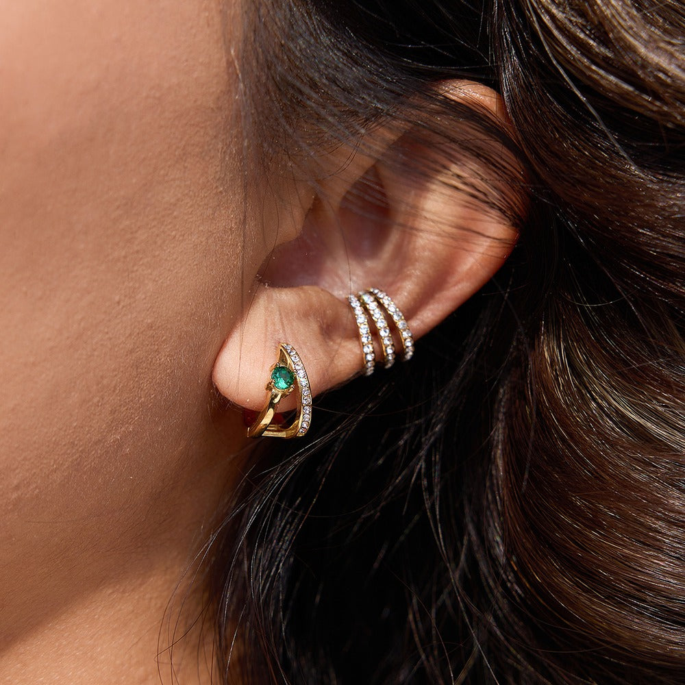 Green Zircon Hoop Earrings Collection