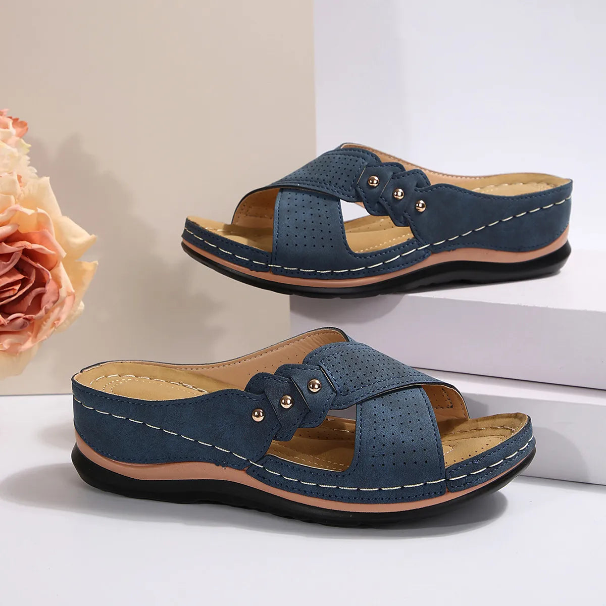 Crisscross Open Toe Wedge Sandals