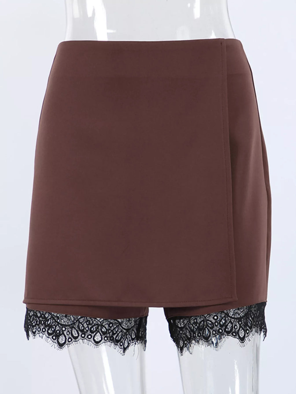 High-Waisted Lace Hem Skort