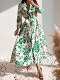 Elegant Floral Print Shirt Dress with Belt