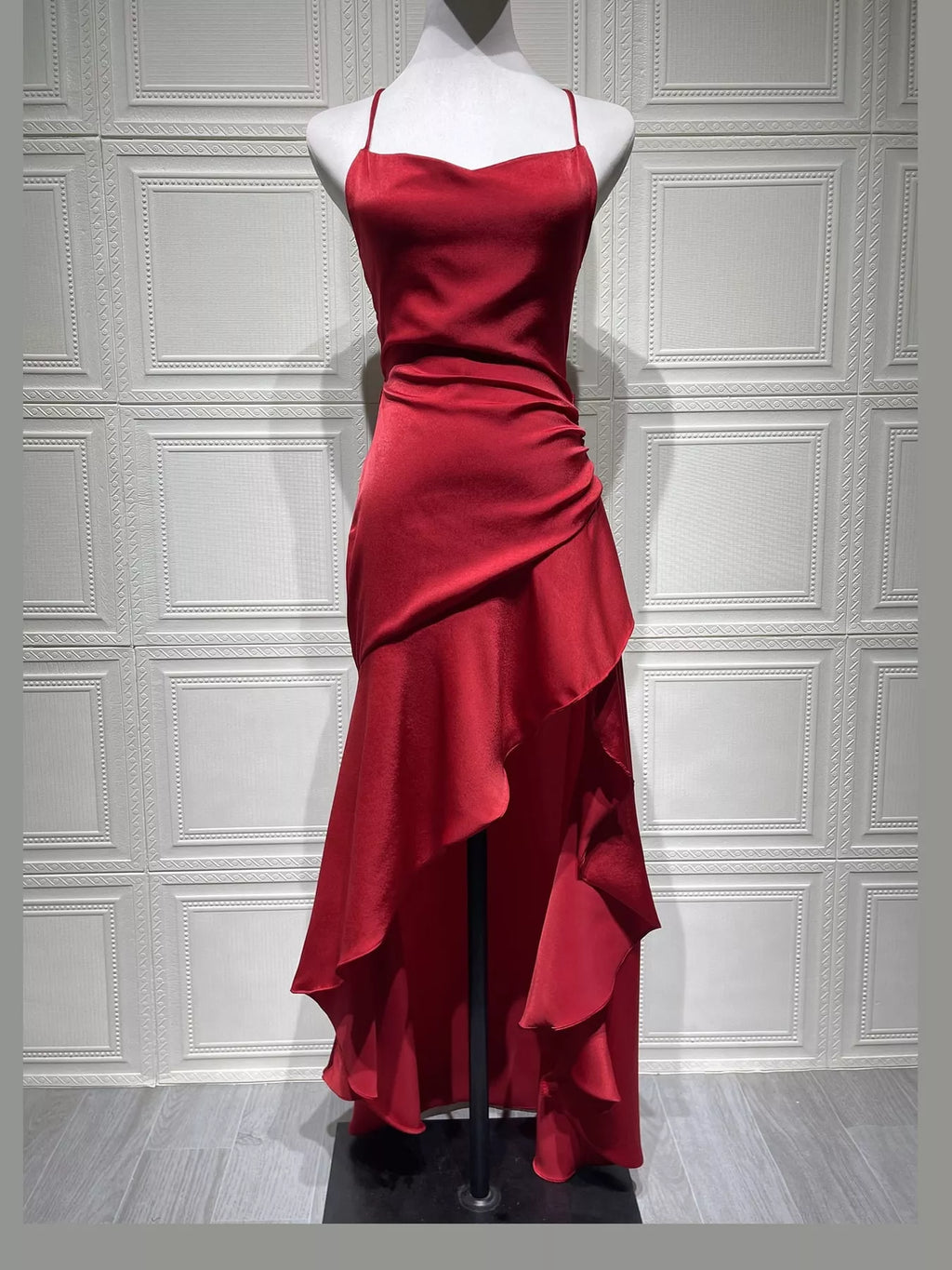 High-Low Ruffle Hem Evening Dress