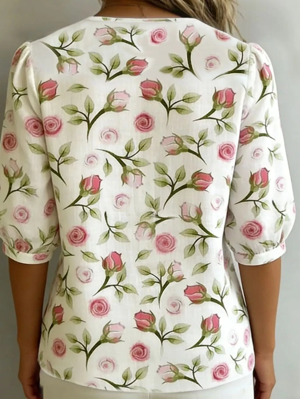 Daisy Print Peter Pan Collar Button-Down Shirt