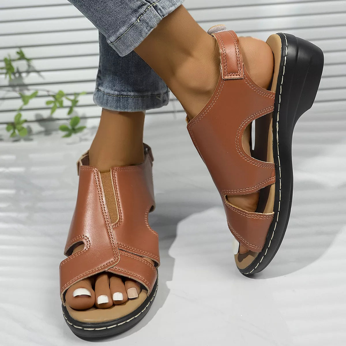 Peep Toe Wedge Sandals