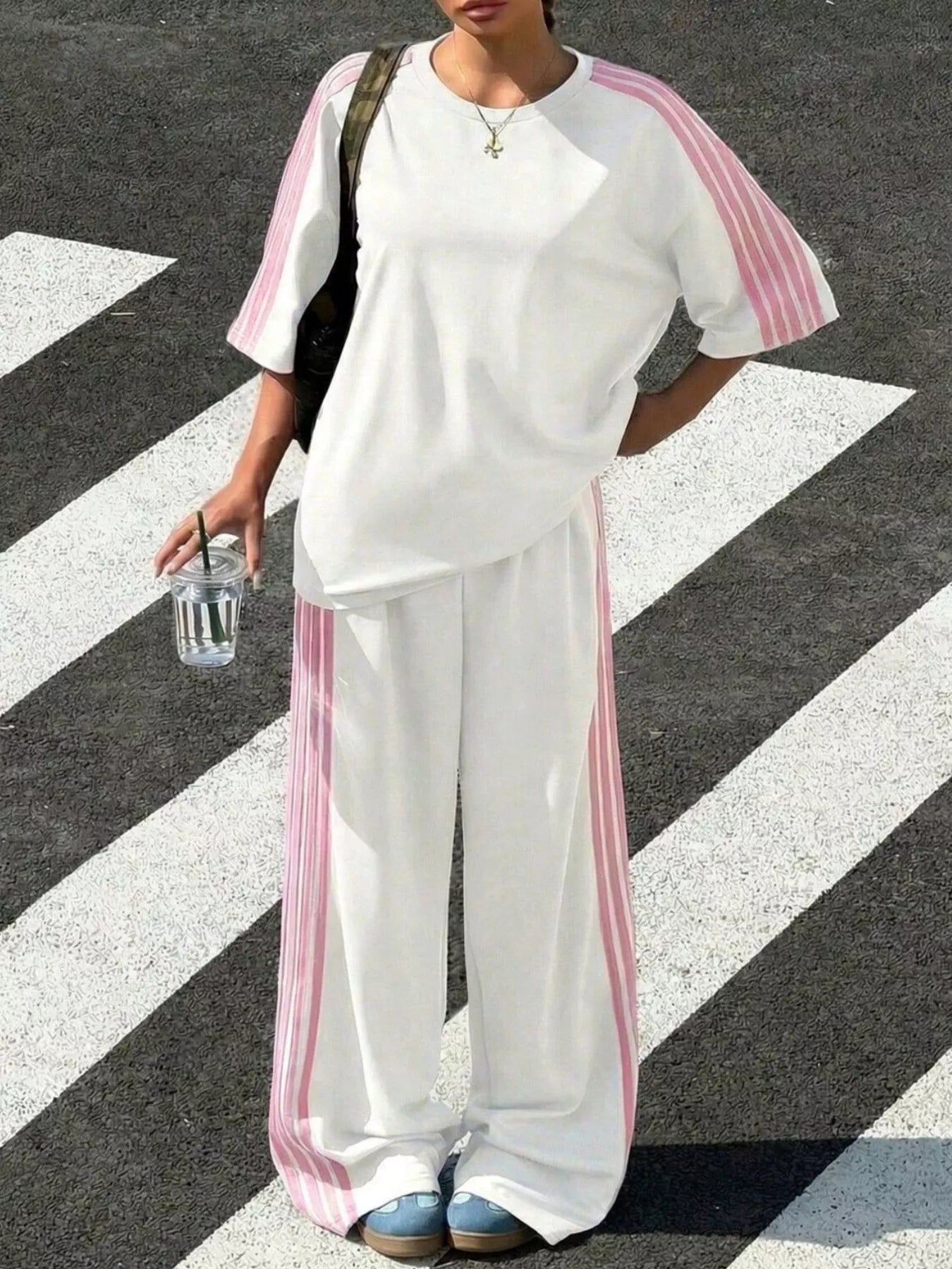 Striped Short Sleeve Top and Pants Set