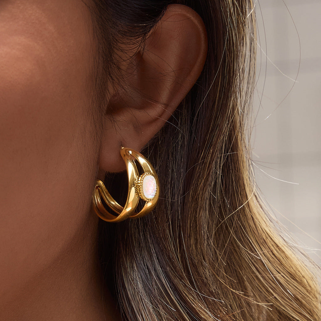 Double Curve Resin Huggie Earrings