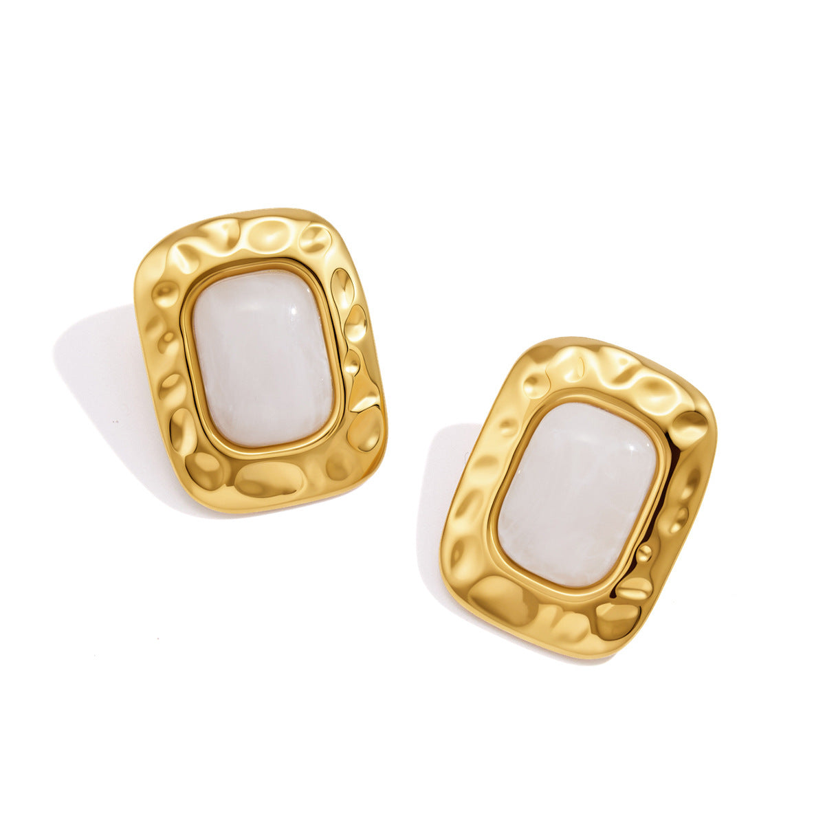 Resin Hammered Frame Stud Earrings
