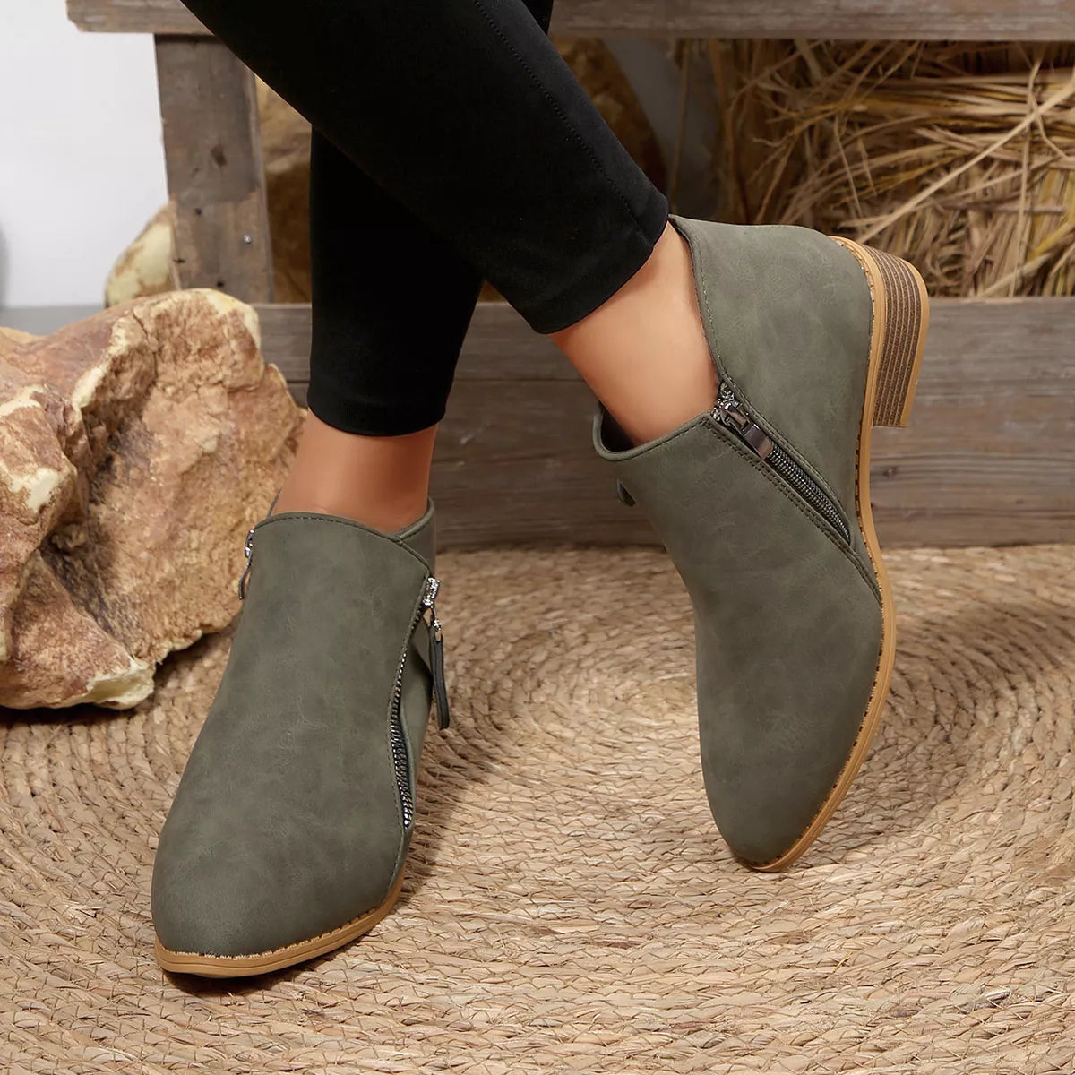 Block Heels Ankle Boots