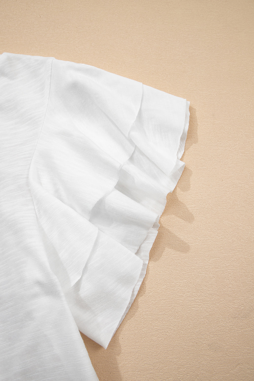 Solid Layered Ruffle Short Sleeve Round Neck Top