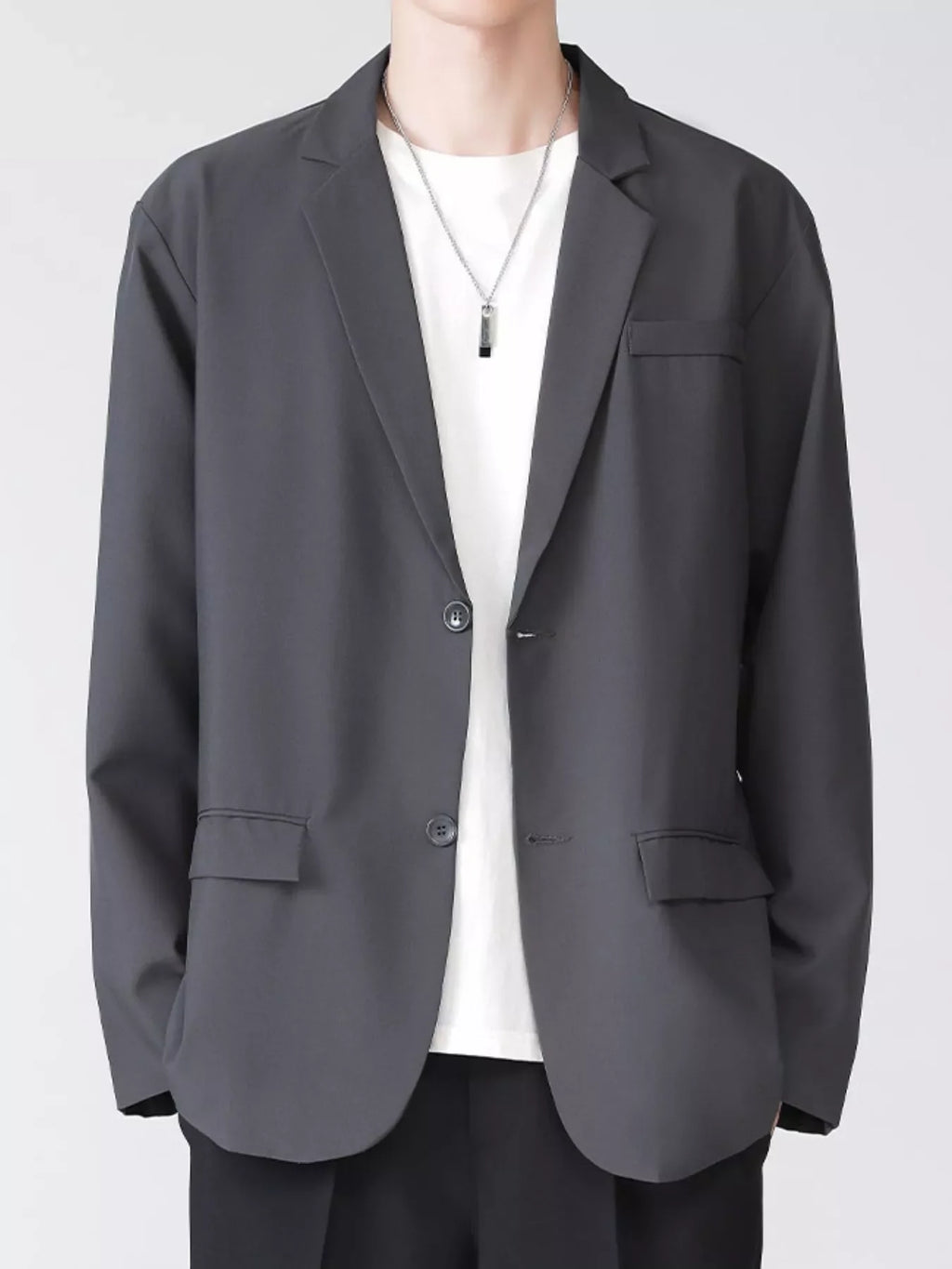 Men's Full Size Lapel Collar Button Up Blazer Plus Size