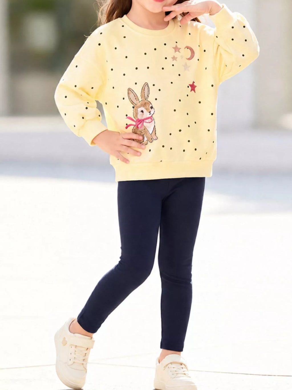 Children's Cute Bunny Sweatshirt and Leggings Set