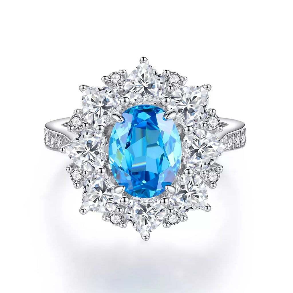 925 Sterling Silver Zircon Flower Ring