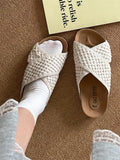 Cross Strap Woven Pattern Comfort Sandals