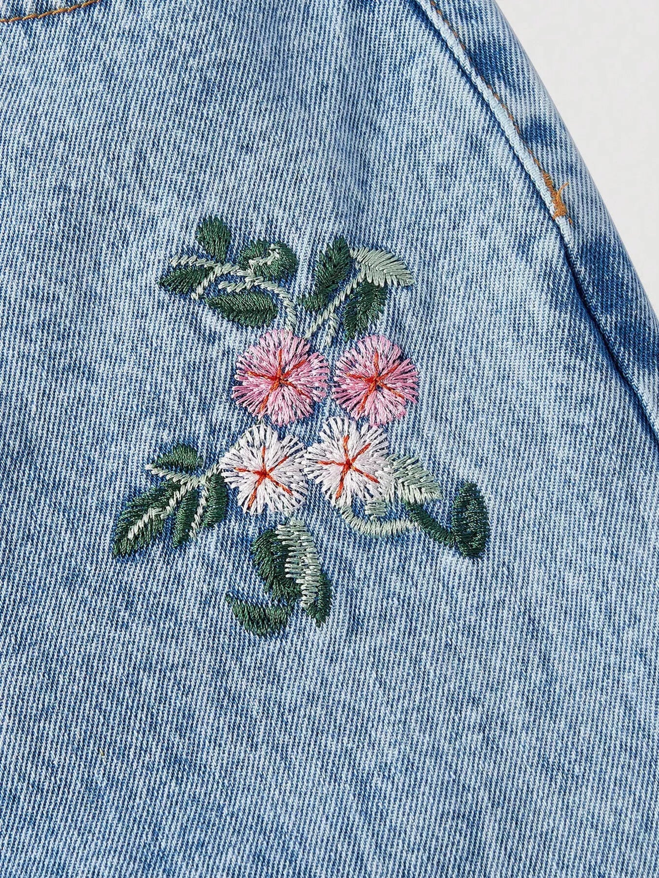 Embroidered Wide Leg Jeans