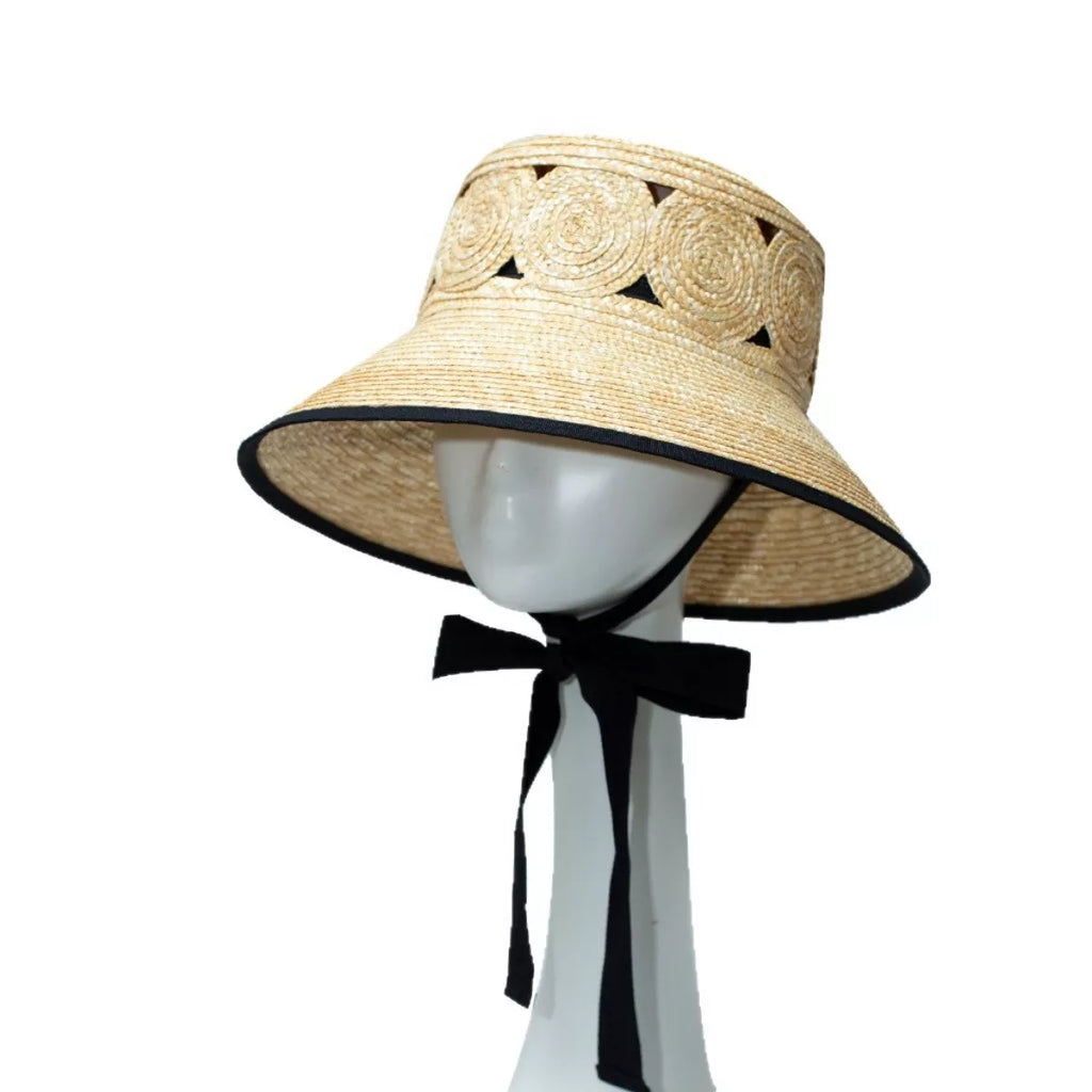 Straw Sun Hat with Contrast Trim
