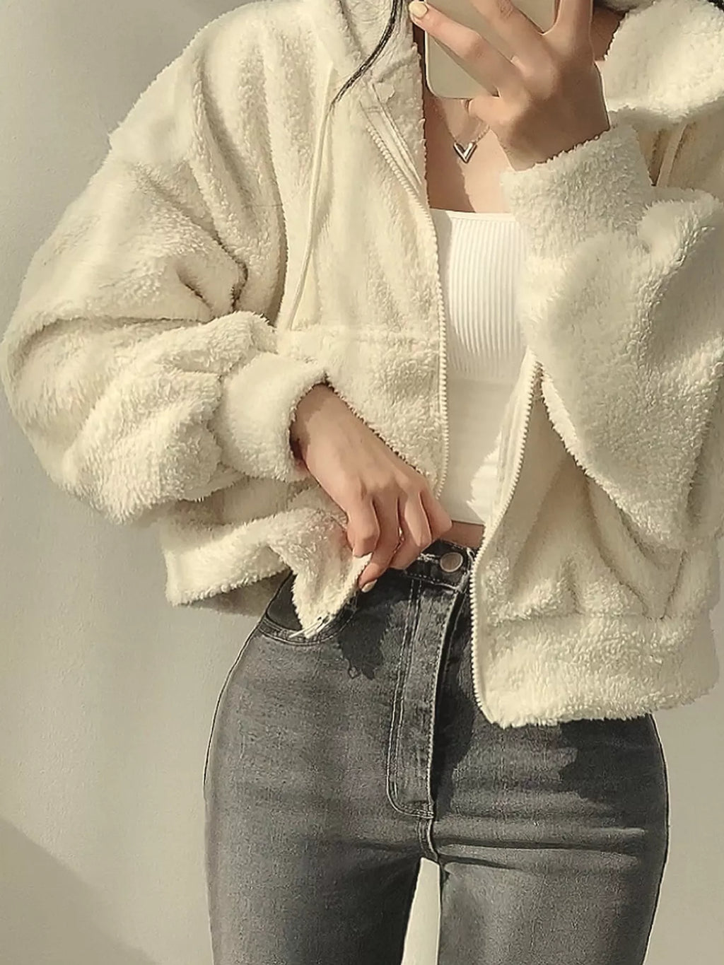 Oversized Sherpa Zip-Up Hoodie