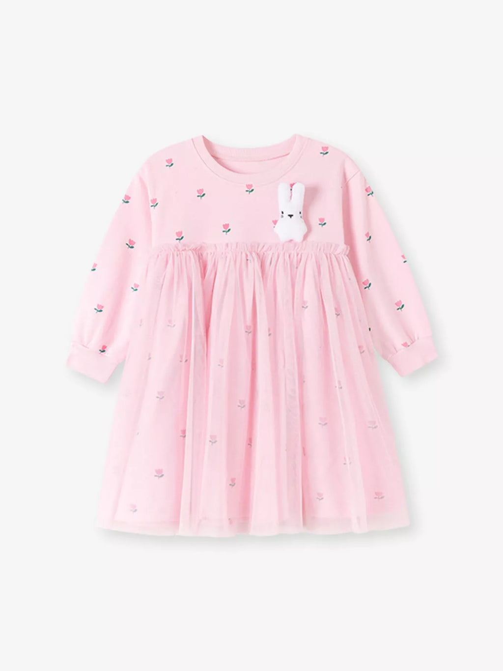 Children's Floral Tulle Dress with Bunny Applique