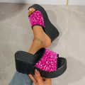 Rhinestone Peep Toe Wedge Sandals
