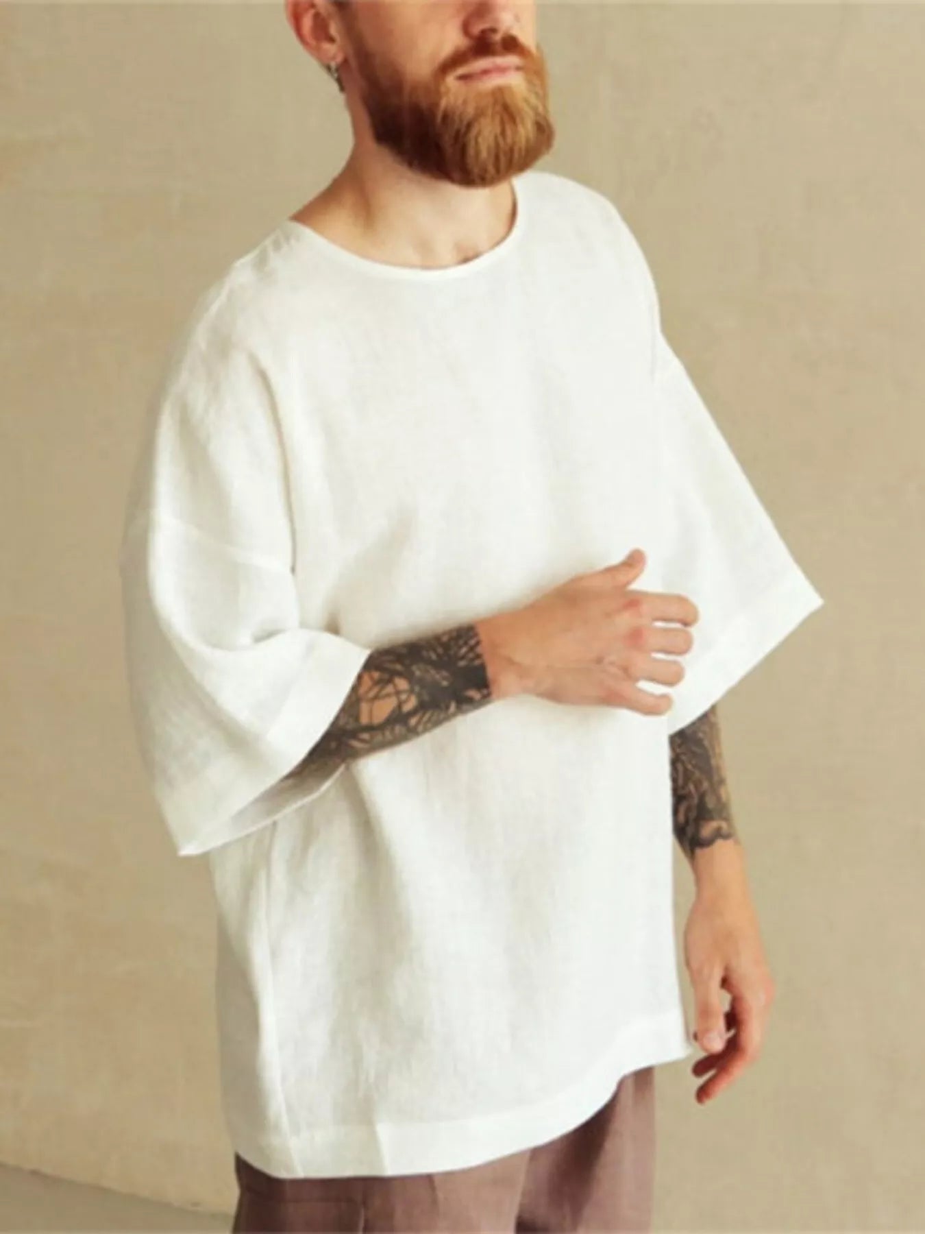 Men's Full Size Loose Fit Round Neck T-Shirt Plus Size