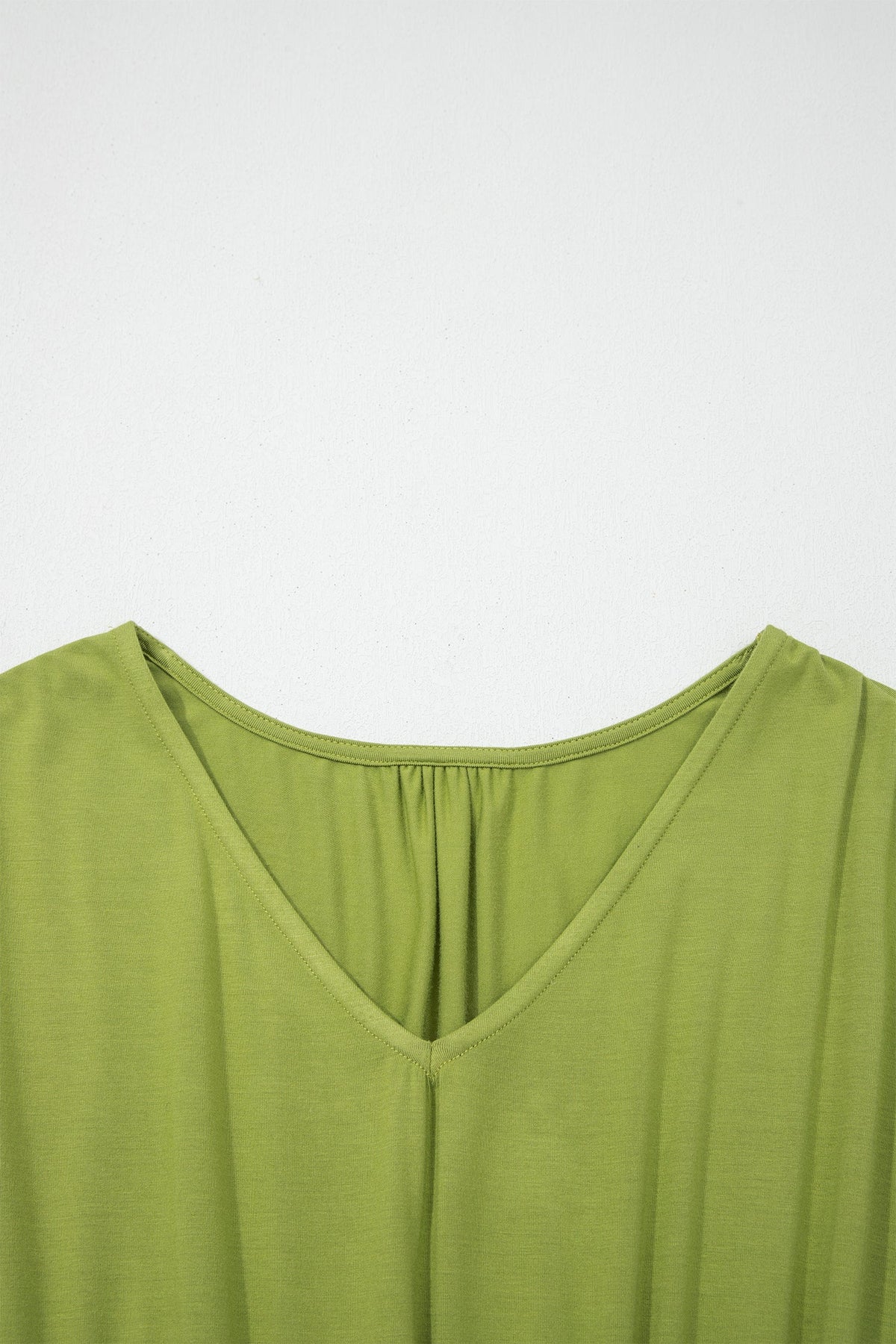 Solid V-Neck Cap Sleeve Elastic Waist Dress