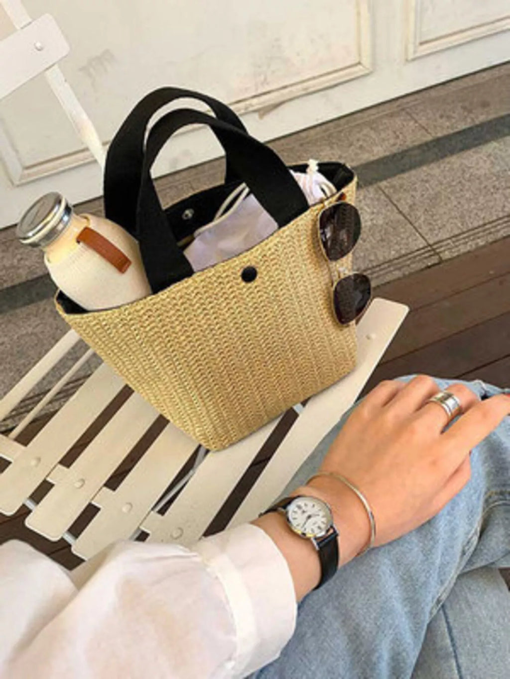 Woven Straw Tote Bag