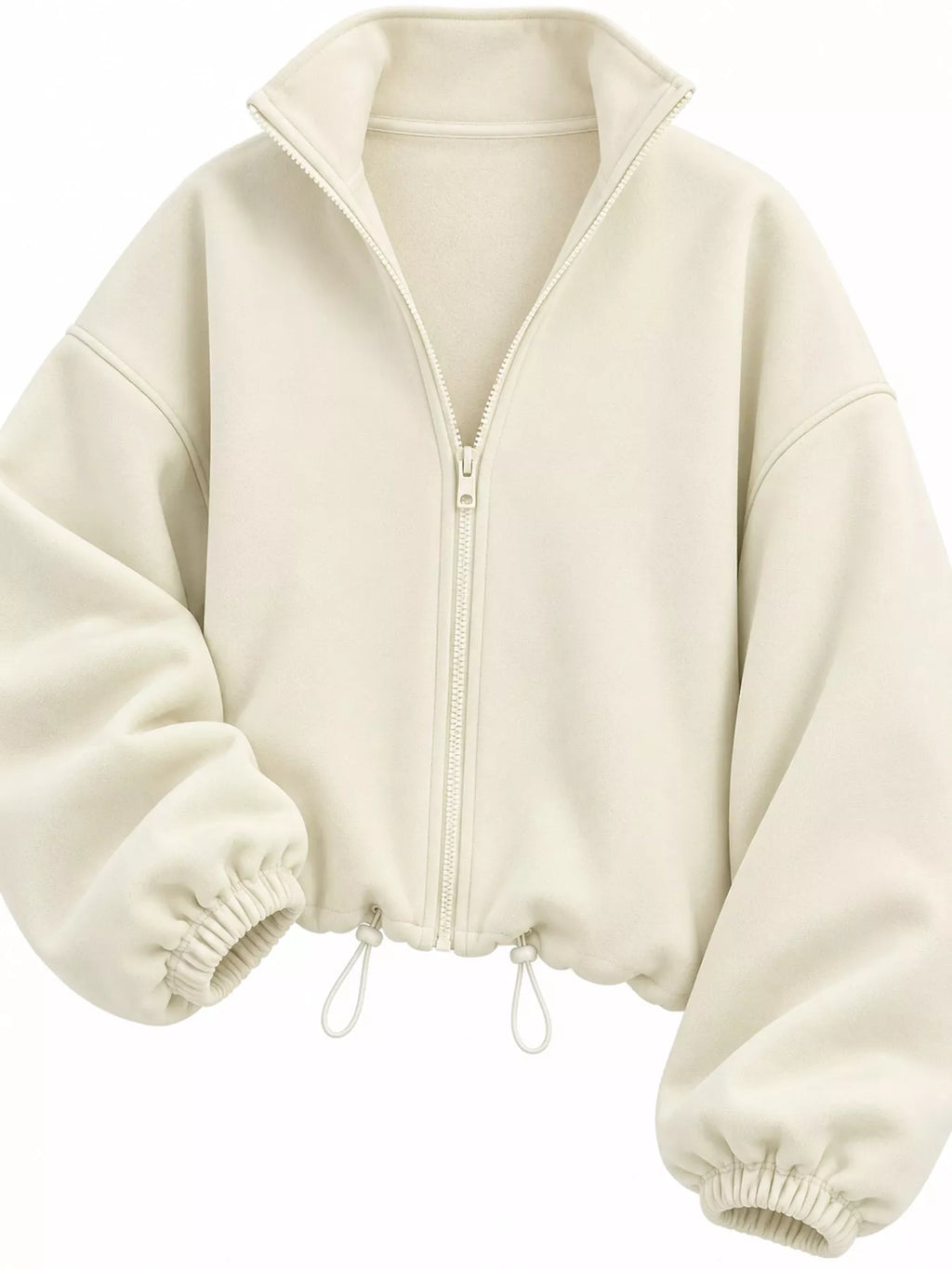 Drawstring Hem Zip Up Jacket
