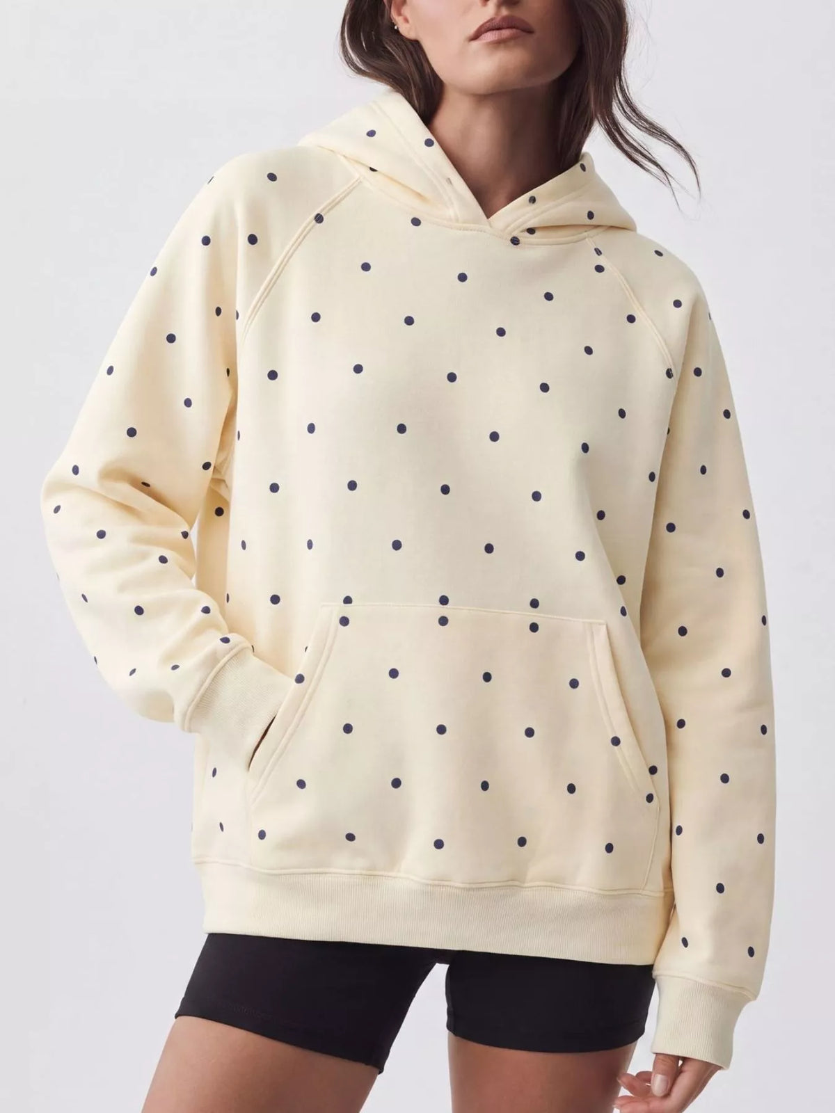 Polka Dot Kangaroo Pocket Hoodie