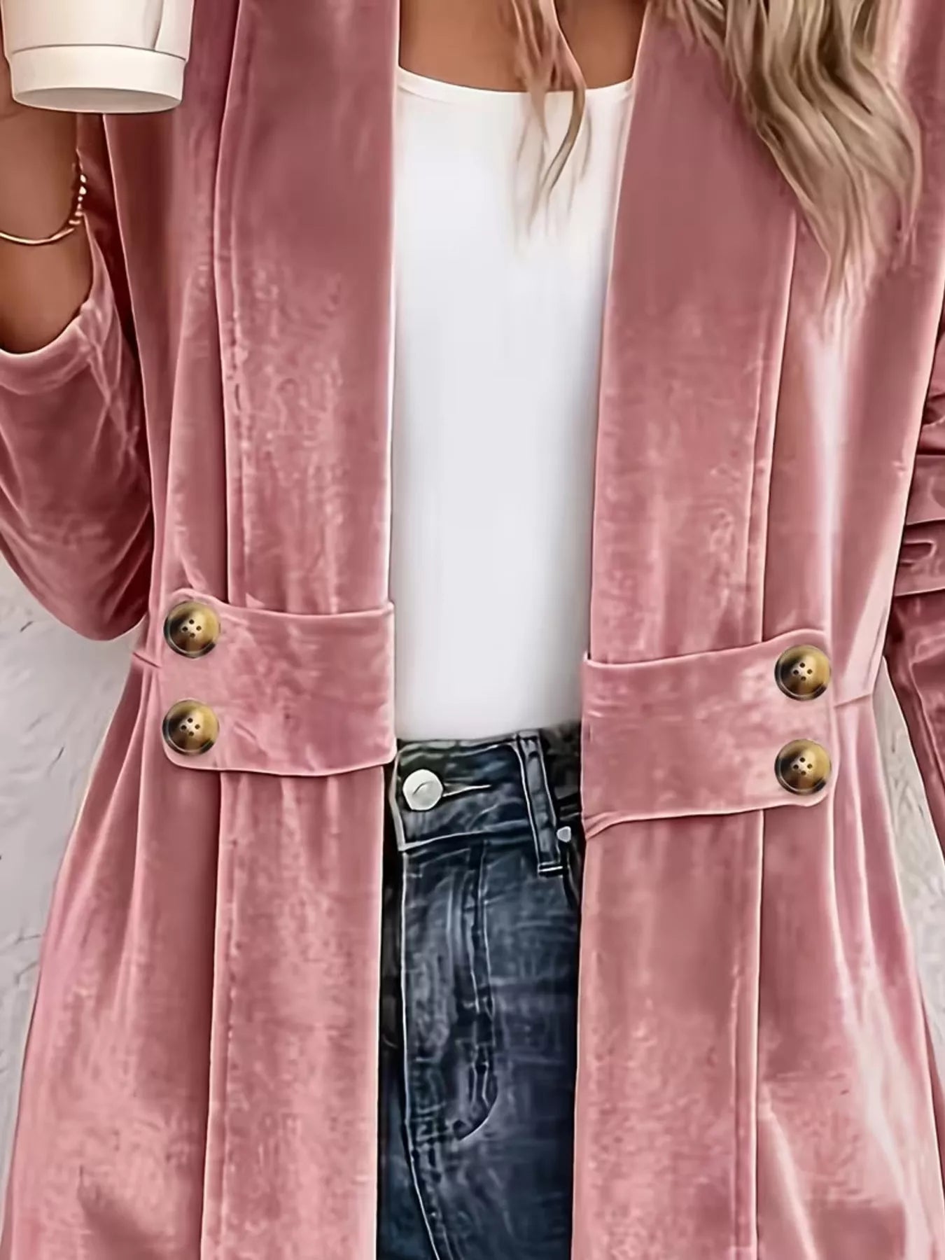 Elegant Velvet Open-Front Outerwear