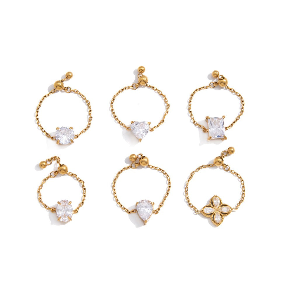 Adjustable Heart Zircon Ring Collection