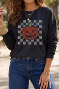 Rhinestone Pumpkin Long Sleeve Sweatshirt