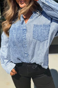 Button-Down Front Striped Denim Shirt