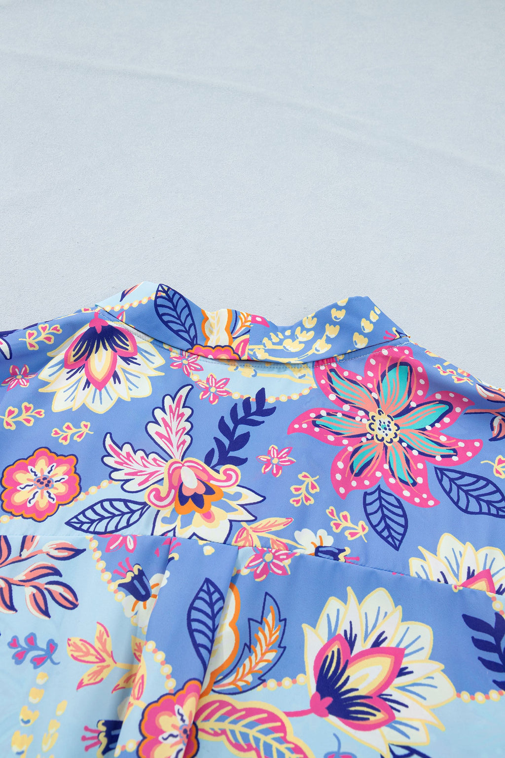 Purple Vacation Floral Print V Neck Short Sleeve Blouse