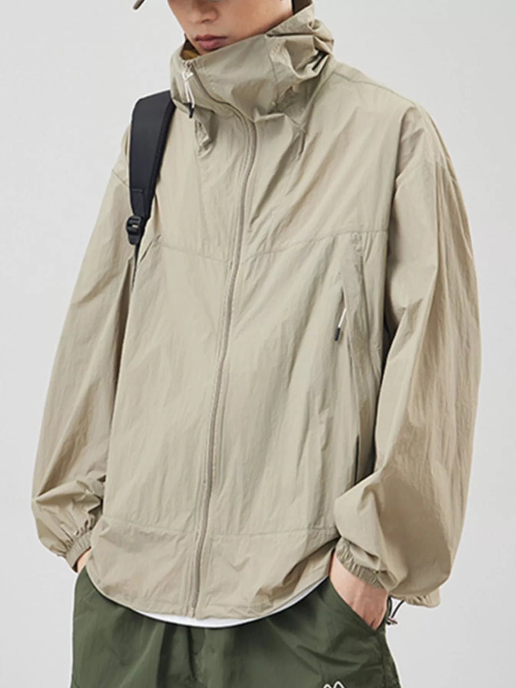 Men's Plus Size Lightweight Hooded Windbreaker Jacket