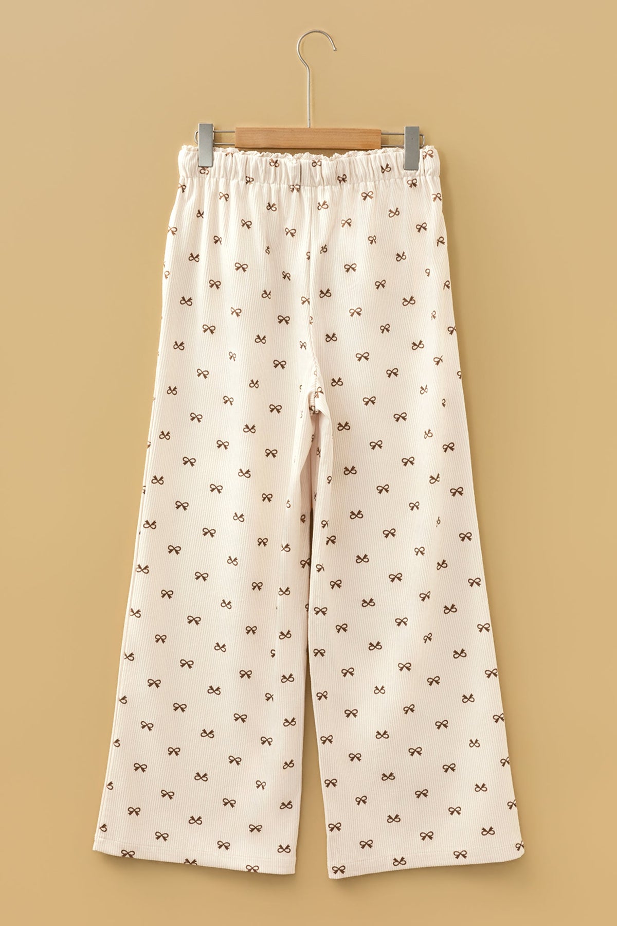 Bow Corduroy Drawstring Elastic Waist Pants