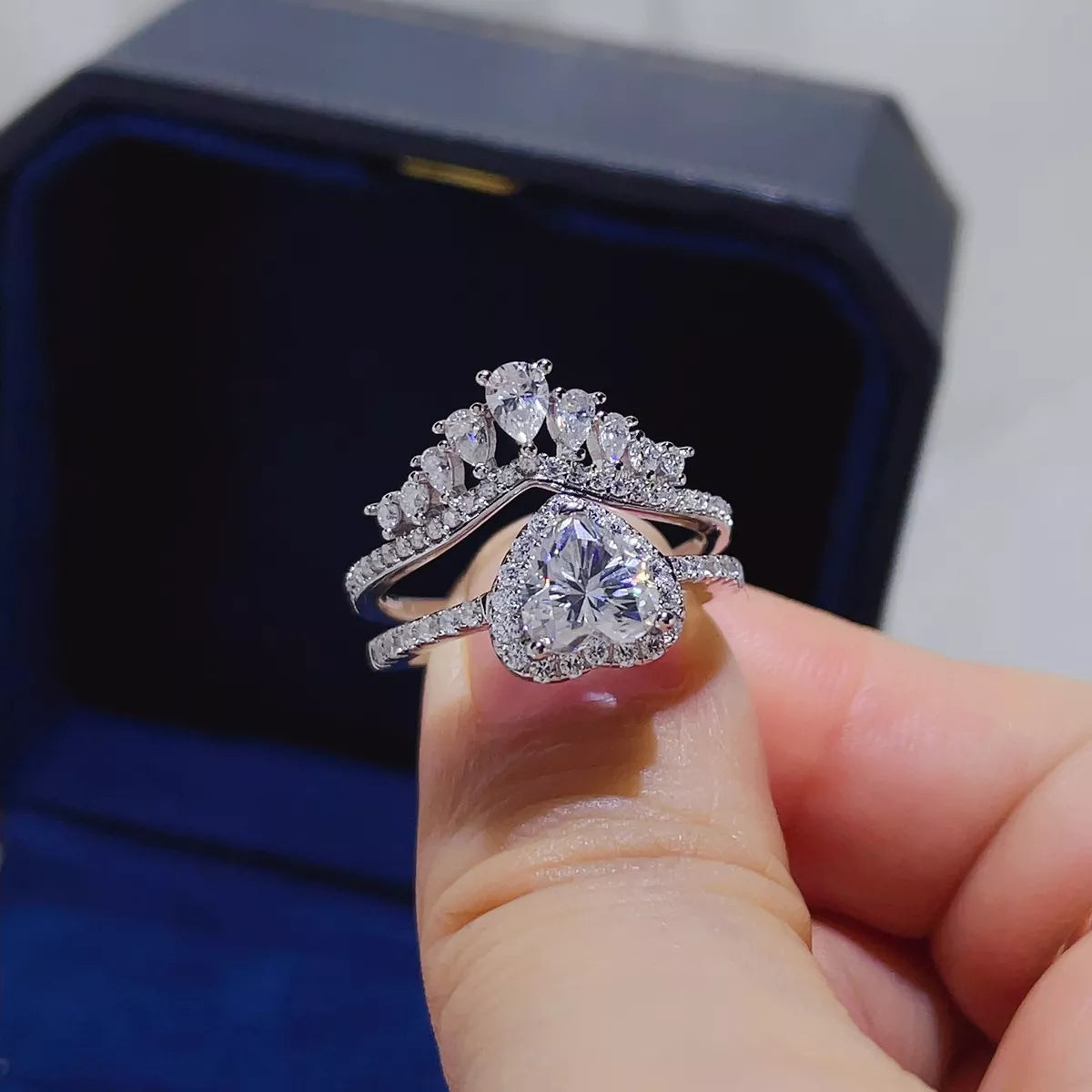 2 Carat 925 Sterling Silver Moissanite Ring Set