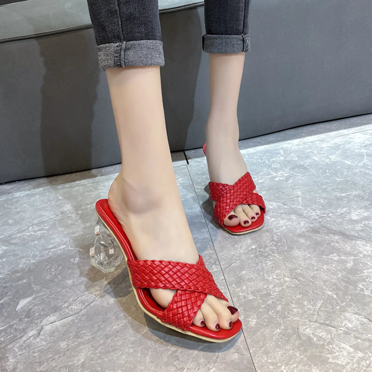 Crisscross Block Heel Sandals