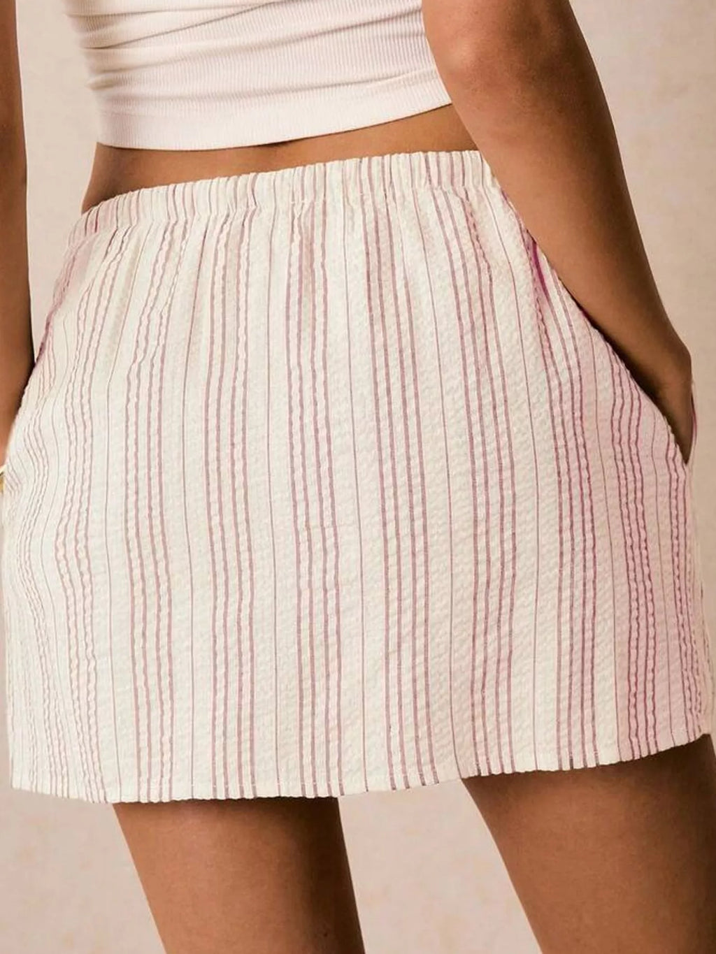 Striped Drawstring Mini Skort