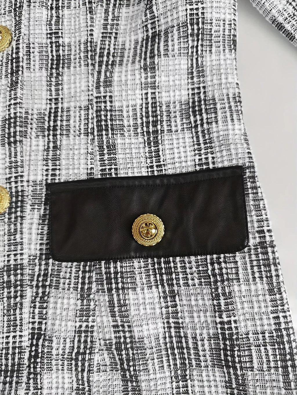 Long Sleeve Plaid Tweed Button-Down Mini Dress