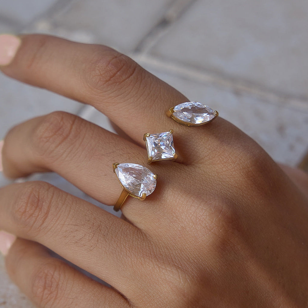 Three Stone Open Ring